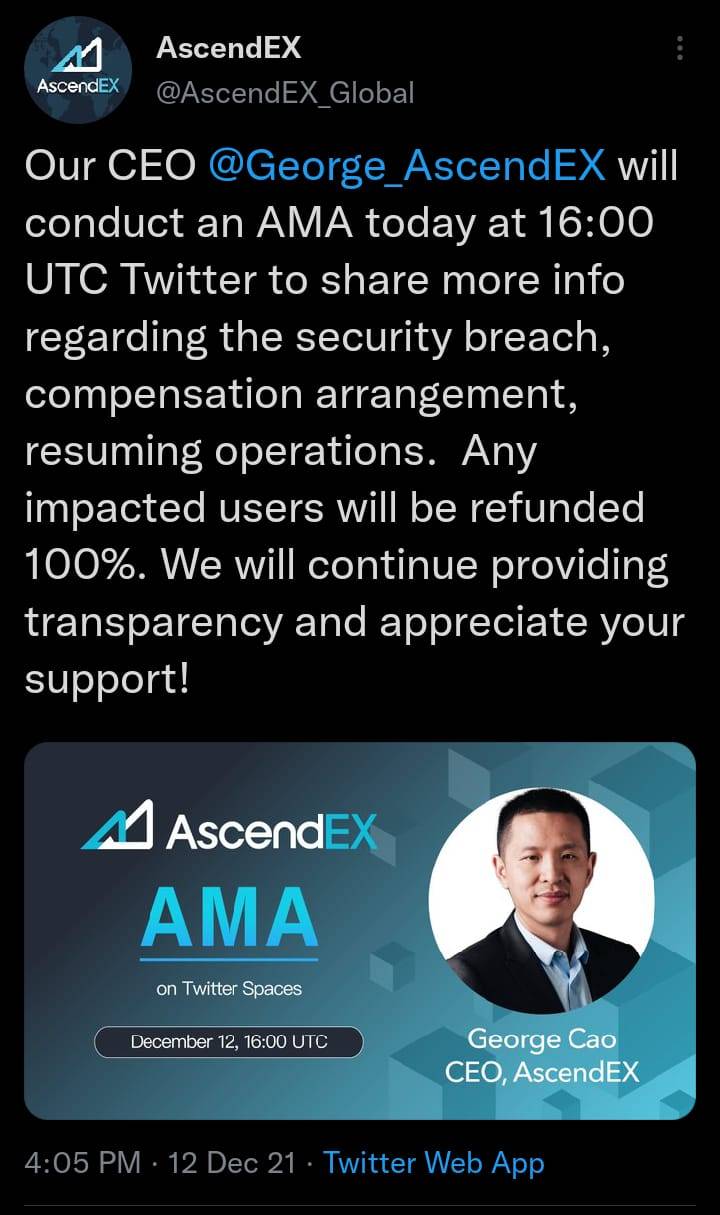 AscendEx Announcement