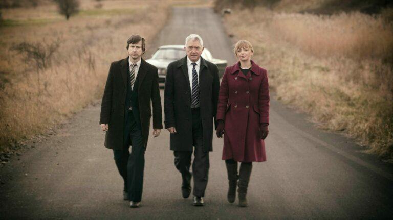 Lisa with Inspector George Gently co-stars Lee Ingleby and Martin Shaw