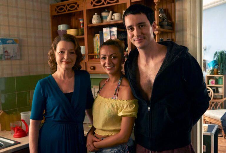 Lisa, centre, with Lesley Manville and Sam Swainsbury in Mum