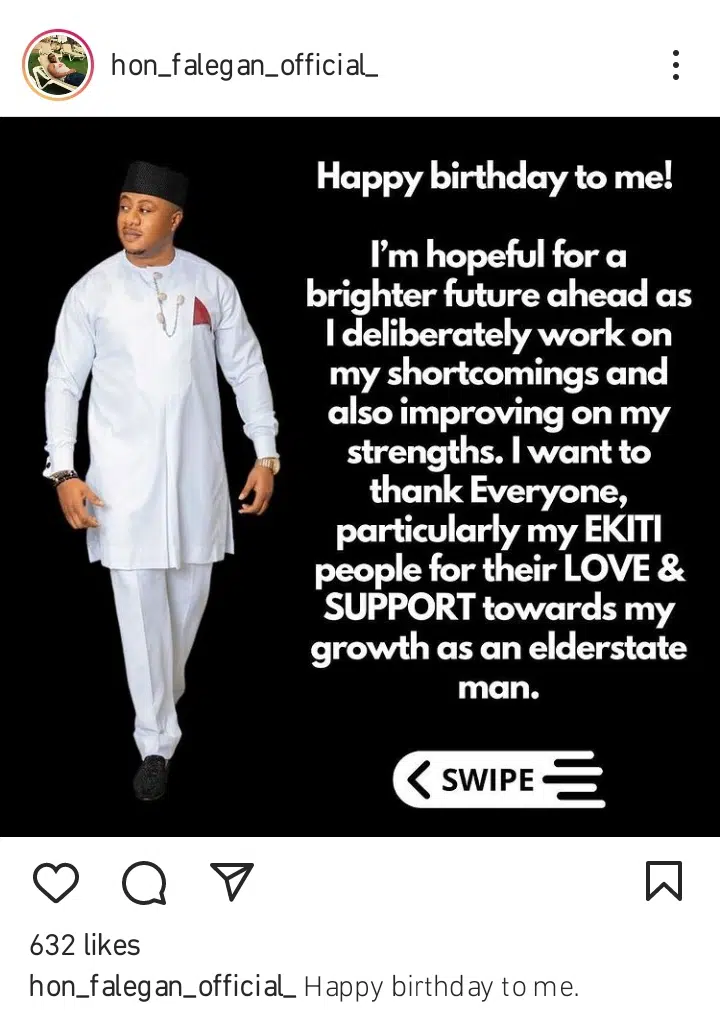 "God has endowed me with contentment and serenity of mind." Opeyemi Falegan, Nkechi Blessing's ex, casts shade as he celebrates his birthday in style.