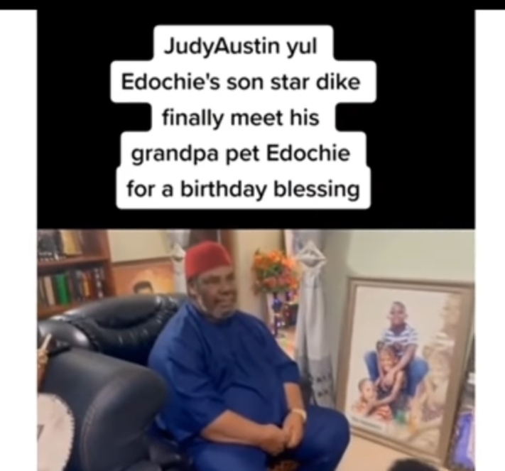 “He kept his father in an awkward position” Pete Edochie’s ‘sad’ look as he finally meets his grandson gets many talking