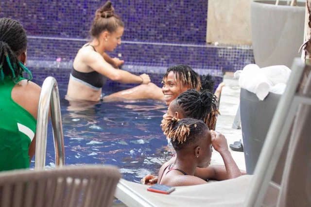 Super Falcons take to swimming pool for recovery session after loss to Morocco