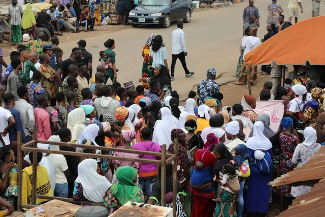 Voters at a polling unit in Ede North