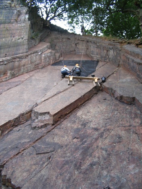 Geologists at work at the site.