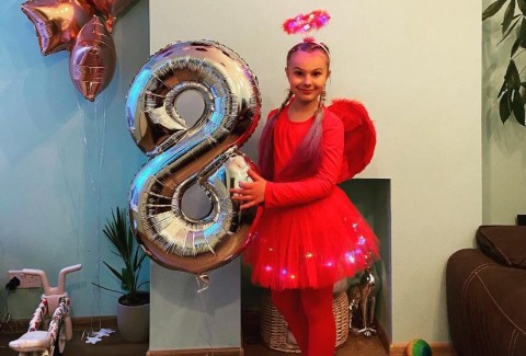 Lillia pictured celebrating her eighth birthday