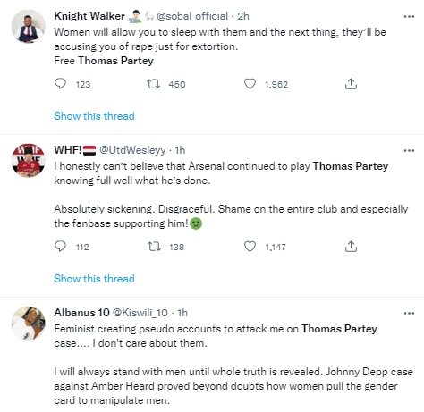 Reactions as Thomas Partey accused of rape on Twitter, belongs in prison