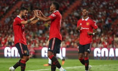 Anthony Martial celebrates his goal in Manchester United