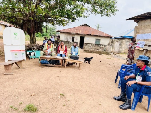 Election Officials and Security Agents waiting for voters