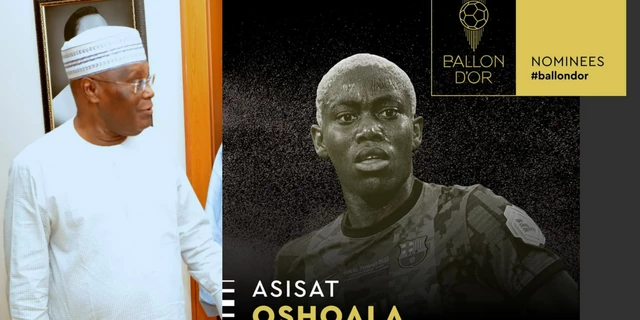 Asisat Oshoala receives congratulations from Atiku Abubakar on her 2022 Ballon d'Or Award nomination