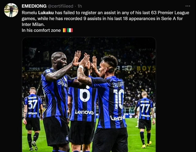 Reactions as Romelu Lukaku shines in Inter Milan's 3-0 win over Spezia 