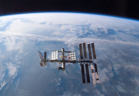 The International Space Station as seen from the US space shuttle Atlantis on February 18, 2008 