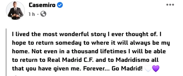 Casemiro's message to Real Madrid.
