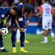 Neymar and Kylian Mbappe talk before the Brazilian scored a penalty against Montpellier