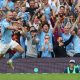 Erling Haaland celebrates his second goal for Manchester City against Crystal Palace