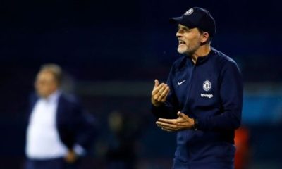 Thomas Tuchel shouts at his Chelsea players during their Champions League loss to Zagreb