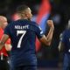 Kylian Mbappe celebrates after scoring a goal for PSG against Juventus in the Champions League