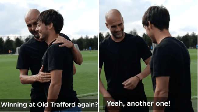 David Silva and Pep Guardiola joke about defeating Manchester United for the tenth time
