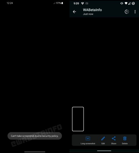 A screengrab showing WhatsApp stopping a user trying to screenshot disappearing media