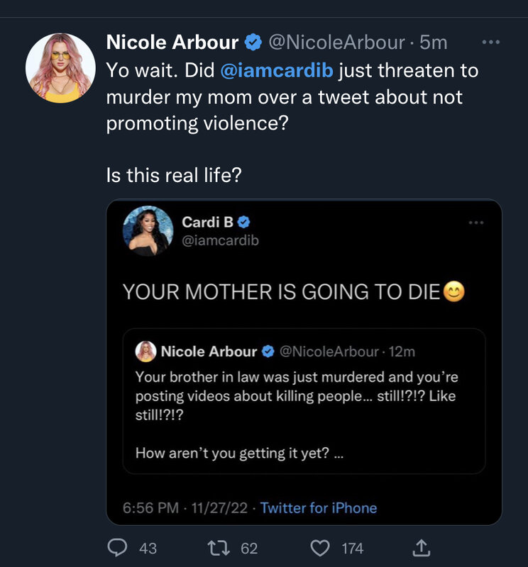 Cardi B Threatens To Murder Comedian Nicole Arbour’s Mother