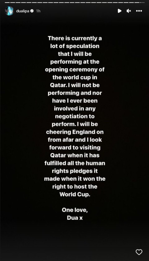 The star uploaded a statement to her Instagram Story