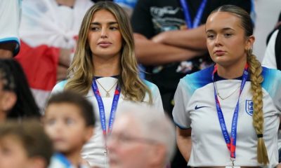 Sasha Attwood, Georgia Irwin and Paige Milian cheer on England boys in World Cup