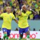 Neymar celebrates after scoring a goal for Brazil against South Korea at the World Cup