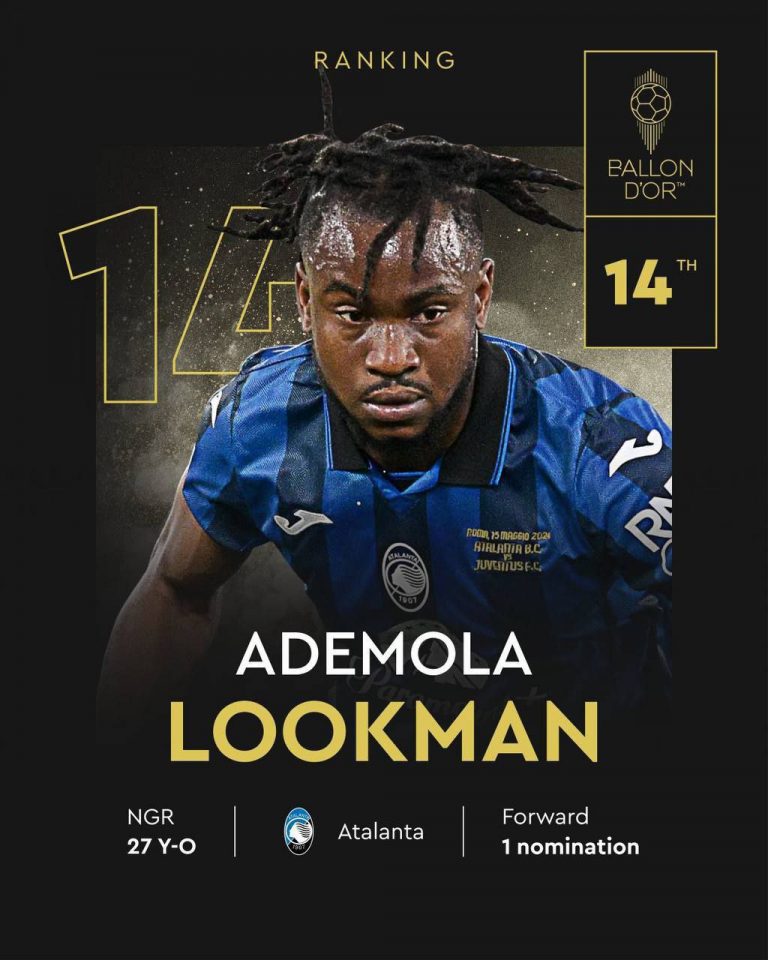 Ballon d’Or 2024: Ademola Lookman ranks 14th