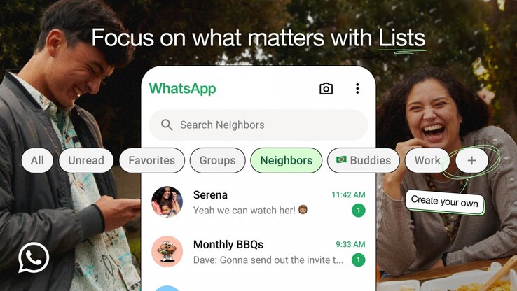 WhatsApp's latest Custom Lists feature.